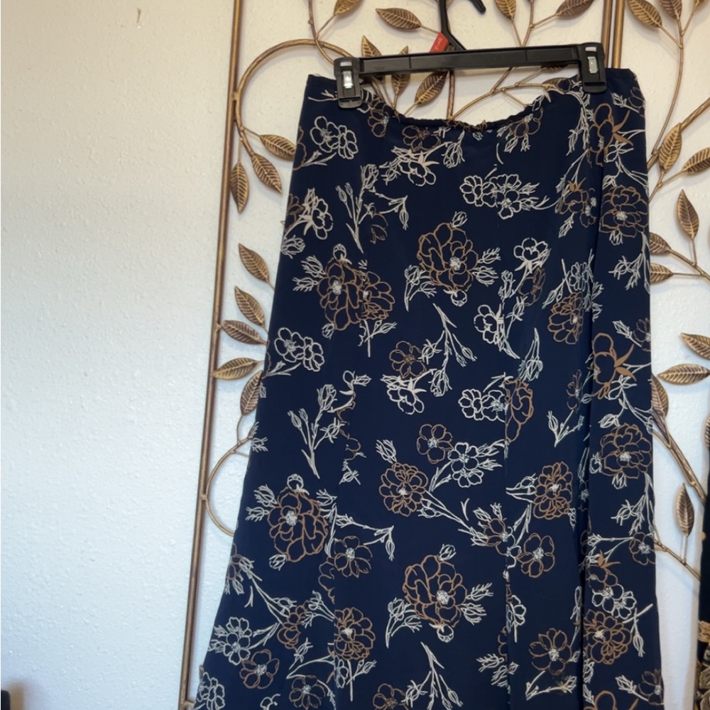 Kathie Lee Collection Navy Floral A-Line Skirt